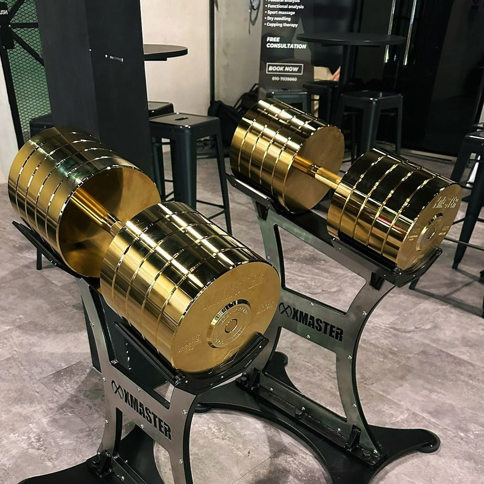 350lb Customized Gold Dumbbells | Luxury Gym Equipment | XMASTER ...